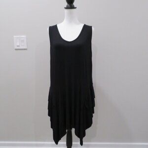 Transparente Black Asymmetrical Ruffle Sleeveless Tank Dress